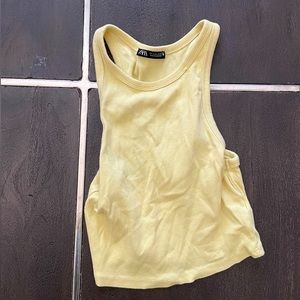 Zara cropped yellow tank top racerback high neck L large